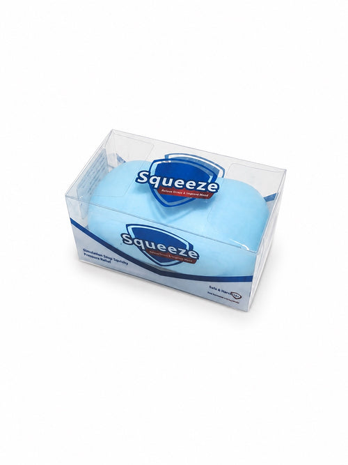 Blue Crunchy Soap squishy sensory toy in clear packaging